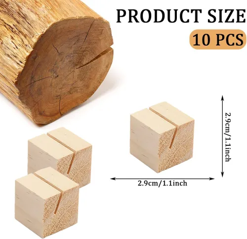 Vista 2 de 10 soportes de madera para tarjetas, soportes de madera para números de mesa, soportes para fotos, para boda, fiesta, decoración, exhibición de fotos