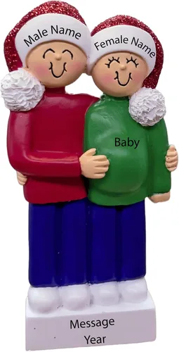 Vista 2 de Adorno de Navidad para bebé en espera personalizado 2025 – Adorno personalizado para anuncio de embarazo, recuerdo para la familia, decoración