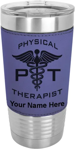Vista 19 de LaserGram Taza aislada al vacío de 20 onzas, fisioterapeuta PT, grabado personalizado incluido (piel sintética, estilo béisbol)