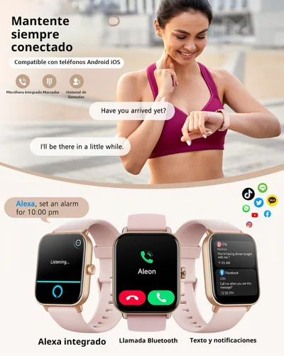 Vista 2 de Smart Watches for Women, 1.85" Alexa Smart Watch for Android Phones/iPhones Blush Pink-Pink