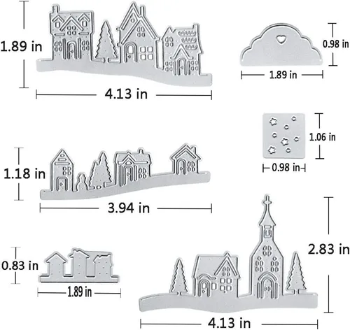 Vista 2 de Village House - Moldes de plantilla de plantillas de corte de metal, herramienta de grabado en relieve para hacer tarjetas, álbum, álbumes