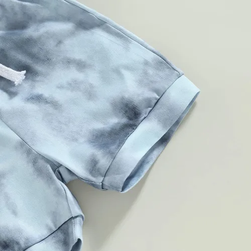 Vista 6 de JLKGICF Conjunto de ropa de verano para bebés y niños pequeños, a rayas, lisos, teñido anudado, sin mangas, con bolsillo, sudadera con cordón
