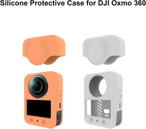 Vista 8 de Funda protectora de silicona + cubierta de lente para DJI Osmo 360, funda protectora suave a prueba de arañazos lateral de la batería abierta Negro
