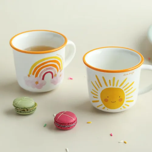 Vista 5 de TREEWOO Bonita Taza de Arcoíris de 12oz Buenos Días Taza de Cerámica con Asa Taza de Café Té Leche Agua Regalo para Hombres Mujeres Navidad