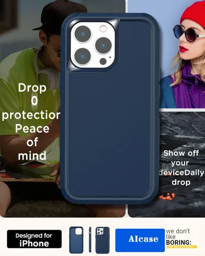 Vista 5 de AICase Funda resistente para iPhone 13 Pro Max/12 Pro Max, resistente de 3 capas de protección de grado militar, a prueba de golpes y caídas
