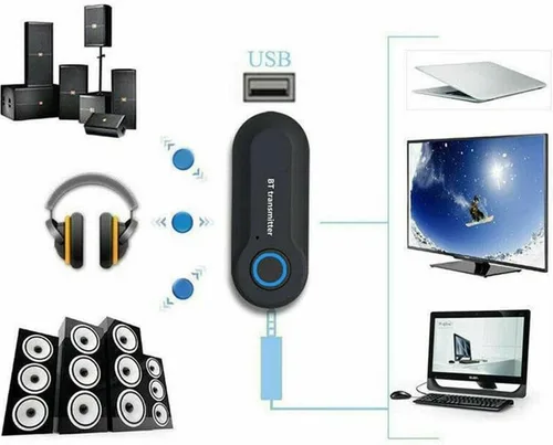 Vista 8 de Adaptador de transmisor Bluetooth, transmisor USB estéreo portátil inalámbrico para dispositivos de audio de 0.138 in y conexiones RCA, Bluetooth
