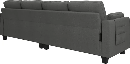 Vista 8 de HONBAY - Sofá seccional convertible en forma de L, sofá reversible seccional para sala de estar, color gris