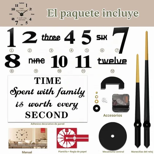 Vista 5 de VANGOLD Reloj de pared DIY sin marco, espejo 3D, gran silencio, calcomanías de pared para sala de estar, dormitorio, decoración del hogar
