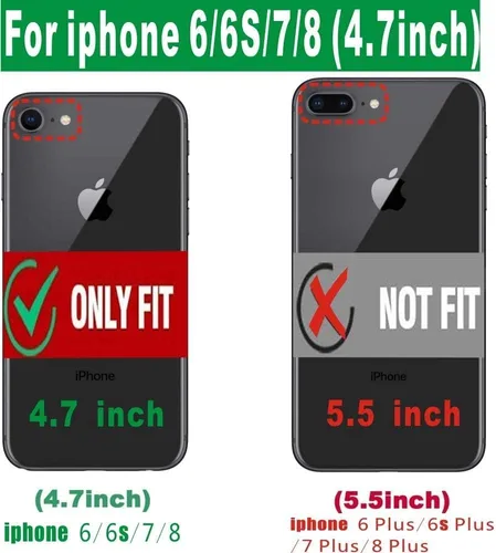 Vista 2 de Funda para iPhone Se3/iPhone Se2, iPhone 6/6S, iPhone 7/iPhone 8 de 4.7 pulgadas con soporte de anillo, con 2 protectores de pantalla resistentes