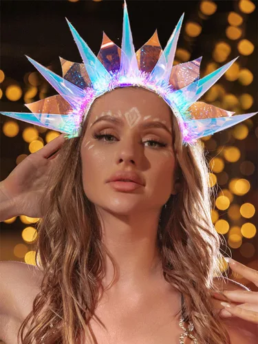 Vista 5 de CAKURE Diadema iluminada con luces LED para Año Nuevo, diademas brillantes para el cabello, club nocturno, fiesta, concierto, actuación, accesorios