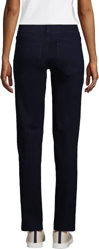 Vista 2 de Lands End Jeans de punto de cintura elástica con estrellas de mar para mujer pierna recta tiro medio