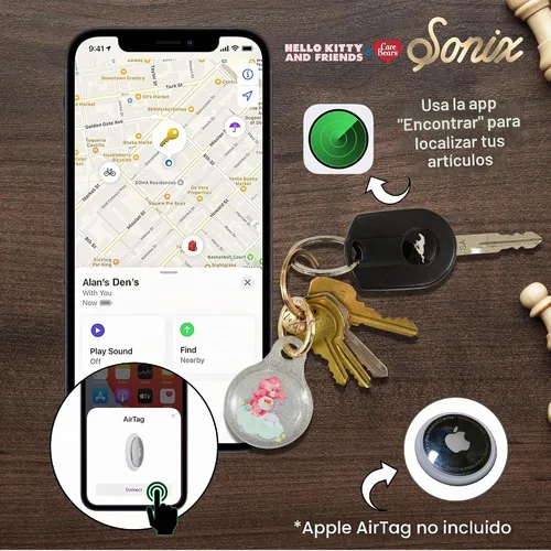 Vista 4 de Sonix x Sanrio - Fundas para Apple AirTags con llavero (Care Bears + Hello Kitty & Friends)