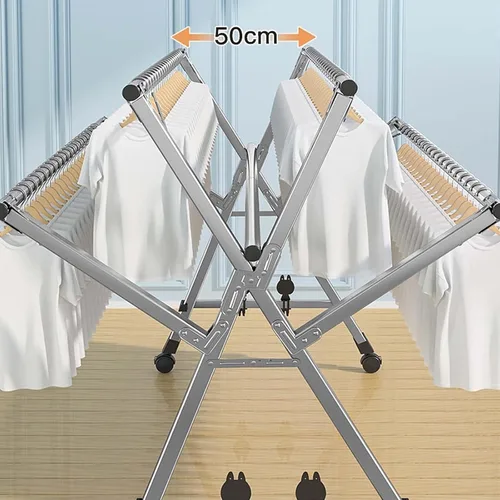 Vista 3 de Collapsible Clothes Drying Rack Foldable with Wheels, Heavy Duty Stainless Steel Laundry Stand for Drying Clothes, Towels, and Linens.1.2,1.6m
