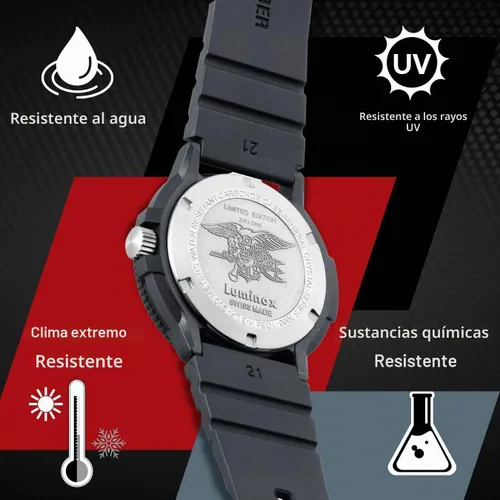 Vista 3 de Luminox FPX.3000.21H.2.K - Correa de reloj de 0.827 in, correa de repuesto de goma negra con hebilla de acero inoxidable para 3000 3001, negro/gris