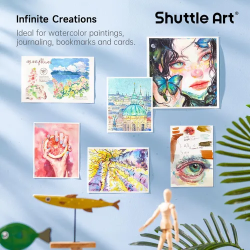 Vista 7 de Shuttle Art Juego de 58 pinturas de acuarela, 48 colores para acuarela, con 10 pinceles de pintura para principiantes, artistas, niños y adultos