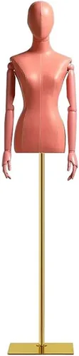 Vista 13 de Maniquí de forma de vestido femenino, torso de maniquí de cuerpo de poliuretano con soporte de metal ajustable en altura, brazos de madera, cuerpo