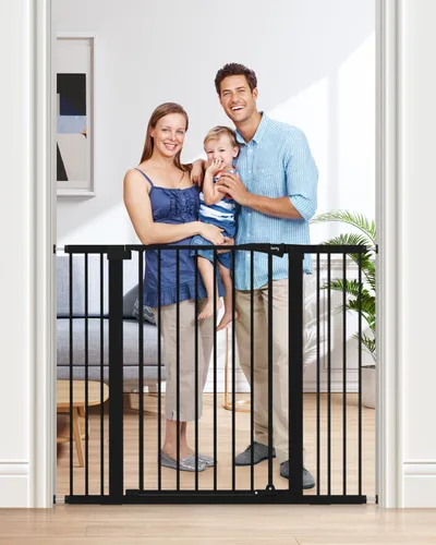 Vista 7 de keny Puerta de bebé de 29.7 a 46 pulgadas para escaleras, puertas de perro con cierre automático para puertas, montada a presión, sin perforación