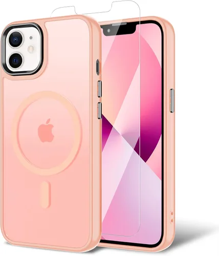 Vista 55 de Funda para iPhone 11 con protector de pantalla, compatible con MagSafe, ultra delgada, translúcida, mate, a prueba de golpes, color negro