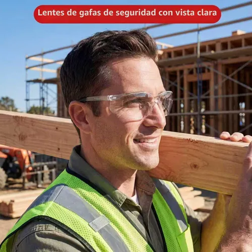 Vista 5 de Gafas de seguridad transparentes a granel de 100, gafas de protección ANSI Z87.1 con resistencia a arañazos e impactos para construcción y 118-100pc