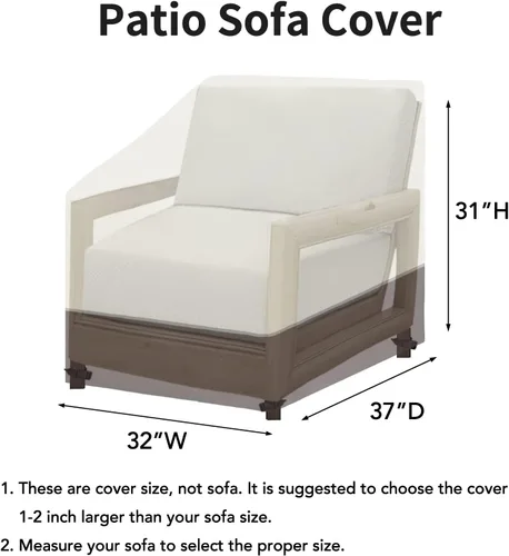 Vista 3 de Easy-Going Funda para silla de patio, resistente a los rayos UV, bicolor, impermeable, para muebles de exterior, con dobladillo reflectante