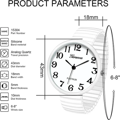 Vista 2 de Blekon Collections Nuevo Reloj de Moda con Correa Elástica de Tamaño Super Grande, Movimiento Japonés PC21J