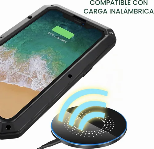 Vista 6 de Funda compatible con iPhone 15 Plus, funda protectora de cuerpo completo 360, resistente, a prueba de golpes, funda de metal de aleación de aluminio