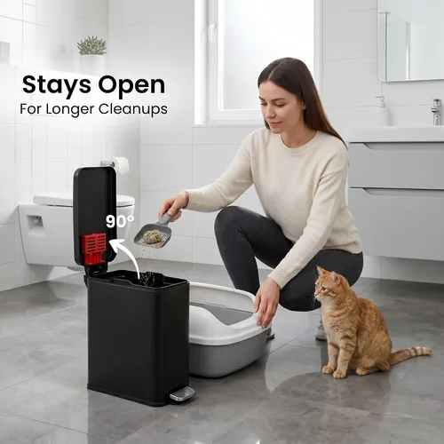 Vista 6 de iTouchless Cubo de basura para excrementos de perro de 3 galones / 12 litros con filtro de olor AbsorbX – Recipiente de basura de metal de cierre