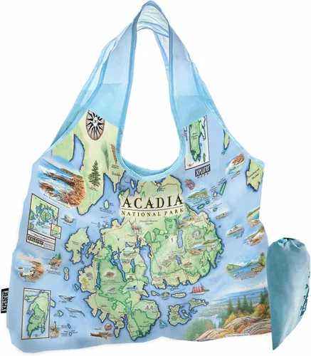 Vista 23 de Xplorer Maps Bolsa con asas – Bolsa de compras reutilizable para comestibles, plegable y lavable de nailon, resistente y compacta