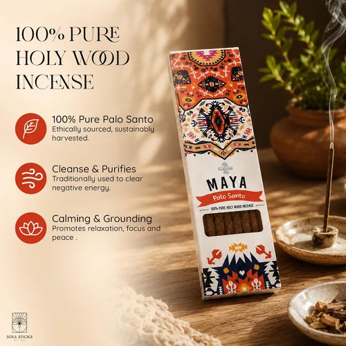 Vista 2 de SOUL STICKS Maya Palo Santo - Varillas de incienso limpiadoras 6 varillas por paquete fabricadas en Perú (Palo Santo)