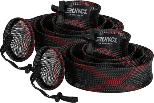 Vista 9 de RUNCL Fundas para caña de pescar y bolsas de carrete, calcetines de caña de hilar/fundición y cubiertas de carrete de spinning/baitcasting, solución