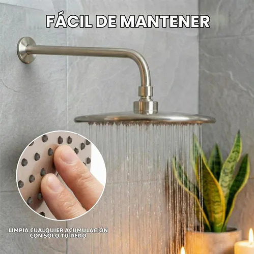 Vista 6 de Cabezal de regadera tipo cascada de 9 pulgadas, caudal fuerte, mejor con brazo de extensión, 1.8 GPM - Níquel cepillado y certificado en California