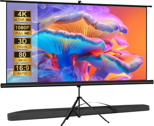 Vista 11 de Pantalla de Proyector para Exteriores con Trípode de Soporte, Pantalla de Proyector Portátil Desplegable para Interiores, Pantalla de Proyección