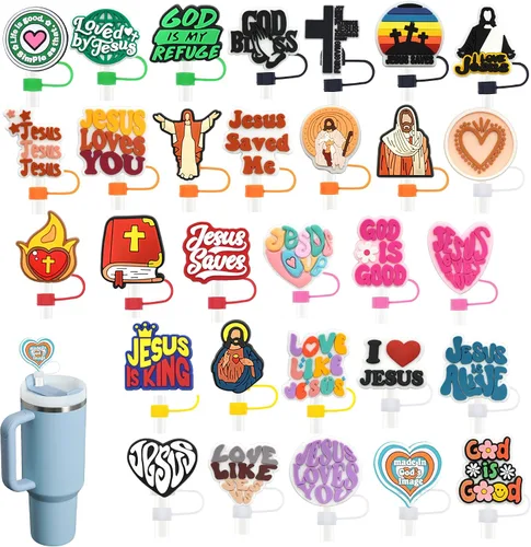 Vista 14 de 19 tapas de pajitas con diseño de juego para vaso Stanley de 40 oz/30 oz, tapa de pajita reutilizable de 10 mm, accesorios bonitos para la parte
