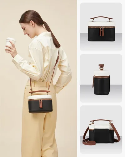 Vista 5 de LOVEVOOK - Bolso bandolera para mujer, con asa superior y pequeño bolso de hombro de cuero PU, bolso de mano con solapa para damas