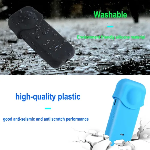 Vista 7 de Accesorios de protección para Insta360 One X2, funda de goma para cámara de acción con kit de cubierta de lente de silicona (negro)