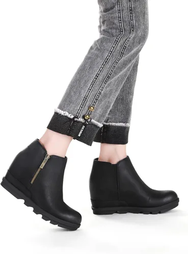 Vista 6 de Athlefit Women's Wedge Ankle Boots Fashion Side Zipper Hidden Leather Wedge Booties