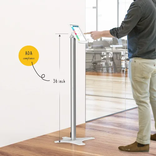 Vista 3 de Soporte de piso ajustable para quiosco de tableta, compatible con iPad 7 8 9 de 10.2 pulgadas, 120 grados giran el recinto de la tableta