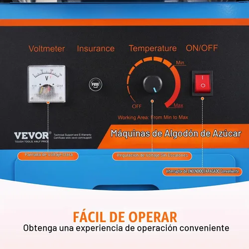 Vista 3 de VEVOR - Máquina eléctrica para hacer algodón de azúcar con carro, máquina comercial para hacer caramelo de 1000W con tazón de acero inoxidable