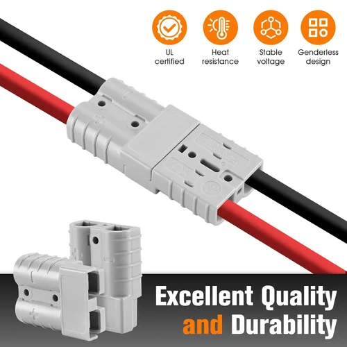 Vista 8 de 4 unidades de baterías de calibre 6-8 de 50 amperios de conexión y desconexión rápida con cubierta a prueba de polvo, kit de conector de enchufe