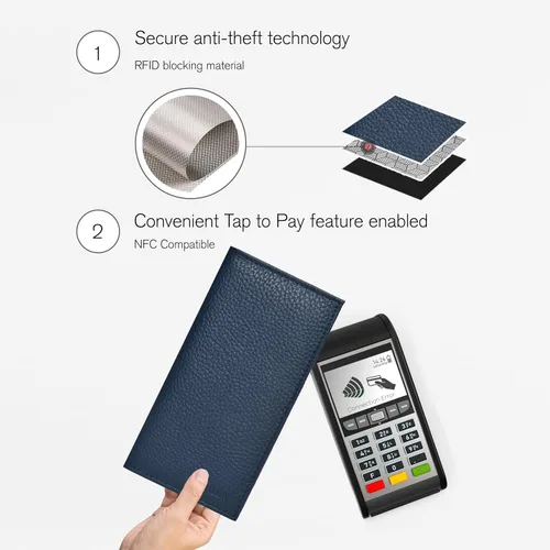 Vista 5 de ESTALON Funda para libro de cheques para hombres y mujeres, funda de cuero estándar para chequera, Celeste