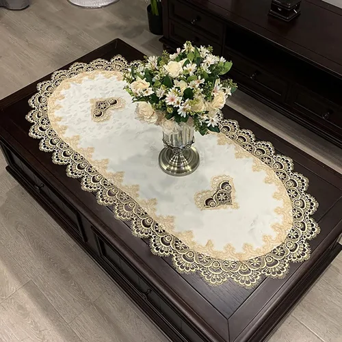 Vista 10 de Mantel de café para sala de estar, mantel de encaje bordado para sala de estar, mantel de encaje para el hogar, comedor, mesa de café, decoración