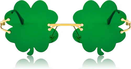 Vista 2 de FEISEDY Lentes de sol de trébol irlandés para el día de San Patricio B2369