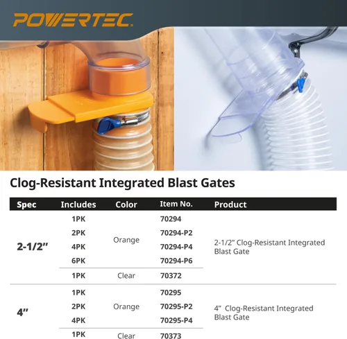Vista 8 de POWERTEC 70295-P2 - Puerta de ráfaga integrada de 4 pulgadas, resistente a obstrucciones, ajuste de plástico ABS cónico antihuecos para sistemas