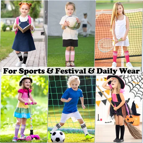 Vista 3 de 4 pares de calcetines de fútbol para niños pequeños, calcetines de fútbol para niñas, calcetines de fútbol para niños pequeños, calcetines de tubo