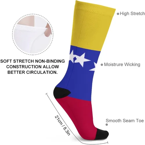 Vista 5 de Calcetines casuales con la bandera de Venezuela, divertidos calcetines con impresión 3D, coloridos y suaves, atléticos, deportivos, novedosos