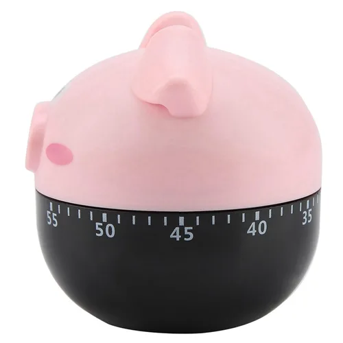 Vista 3 de GLOGLOW Timer Timer, Mechanical Cooking, ABS Material, 1-55 Minutes, Pink and Khaki, for Baking and Cooking Eggs Cute Cartoon Pig Kitchen Nan (Pink)