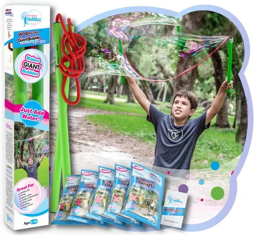 Vista 9 de WOWmazing Kit Grab-N-Go: Incluye varita, concentrado de burbujas gigante, cubo y folleto de consejos y trucos Juguete al aire libre para niños