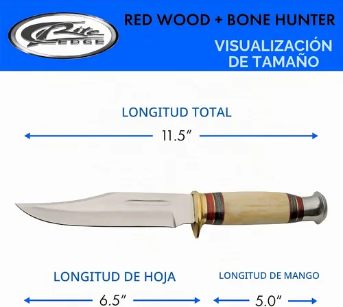 Vista 3 de SZCO - Cuchillo de caza de espiga completa de 11.5 pulgadas, cuchillo de bolsillo con hoja de acero inoxidable, mango de hueso y funda de cuero