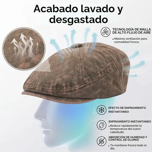 Vista 5 de Newsboy Flat Cap for Men Women, Adjustable Washed Cotton Hat #B36-café