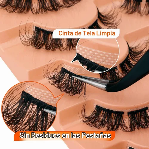 Vista 3 de Extensiones de pestañas de racimo naturales, rizado D, pestañas postizas individuales y dispersas, para colocar en casa, multipack de extensiones
